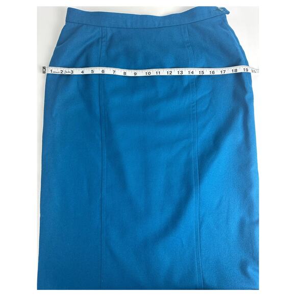 Vintage Pendleton Size 12 100% Wool Midi Length Straight Pencil Skirt Blue - Picture 6 of 10